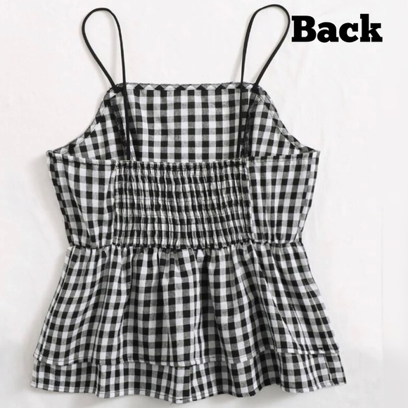 Black and White Gingham Cami w/ Ruffle Hem, Small - Picture 6 of 16